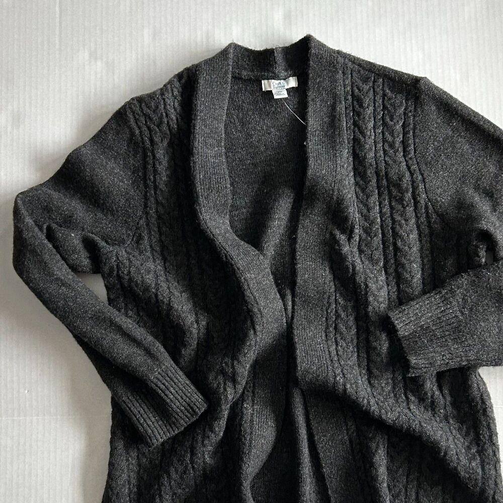 NWT Croft & Barrow women's extra soft classic cable-knit open-front cardigan, M